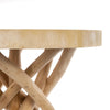 Teakhouten Ronde Boho Tafel – Handgemaakte Tafel met Natuurlijke Boomstam Poten