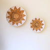 Boho Handgeweven Wanddecoratie Schalen - Wit Sterpatroon - Bananenvezel - Set van 2