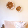 Boho Handgeweven Wanddecoratie Schalen - Wit Sterpatroon - Bananenvezel - Set van 2