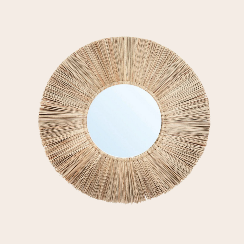 Ronde Boho Spiegel Wanddecoratie – Handgeweven Zeegras & Rotan - Boho interieur