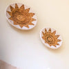 Boho Handgeweven Wanddecoratie Schalen - Wit Sterpatroon - Bananenvezel - Set van 2